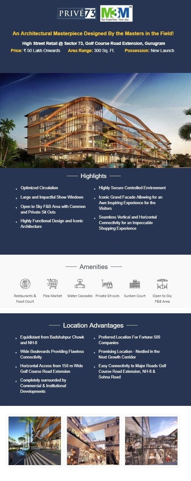 Invest in M3M Prive 73 | Starting at Rs. 50 Lakh onwards. Get Inaugural discounts!!