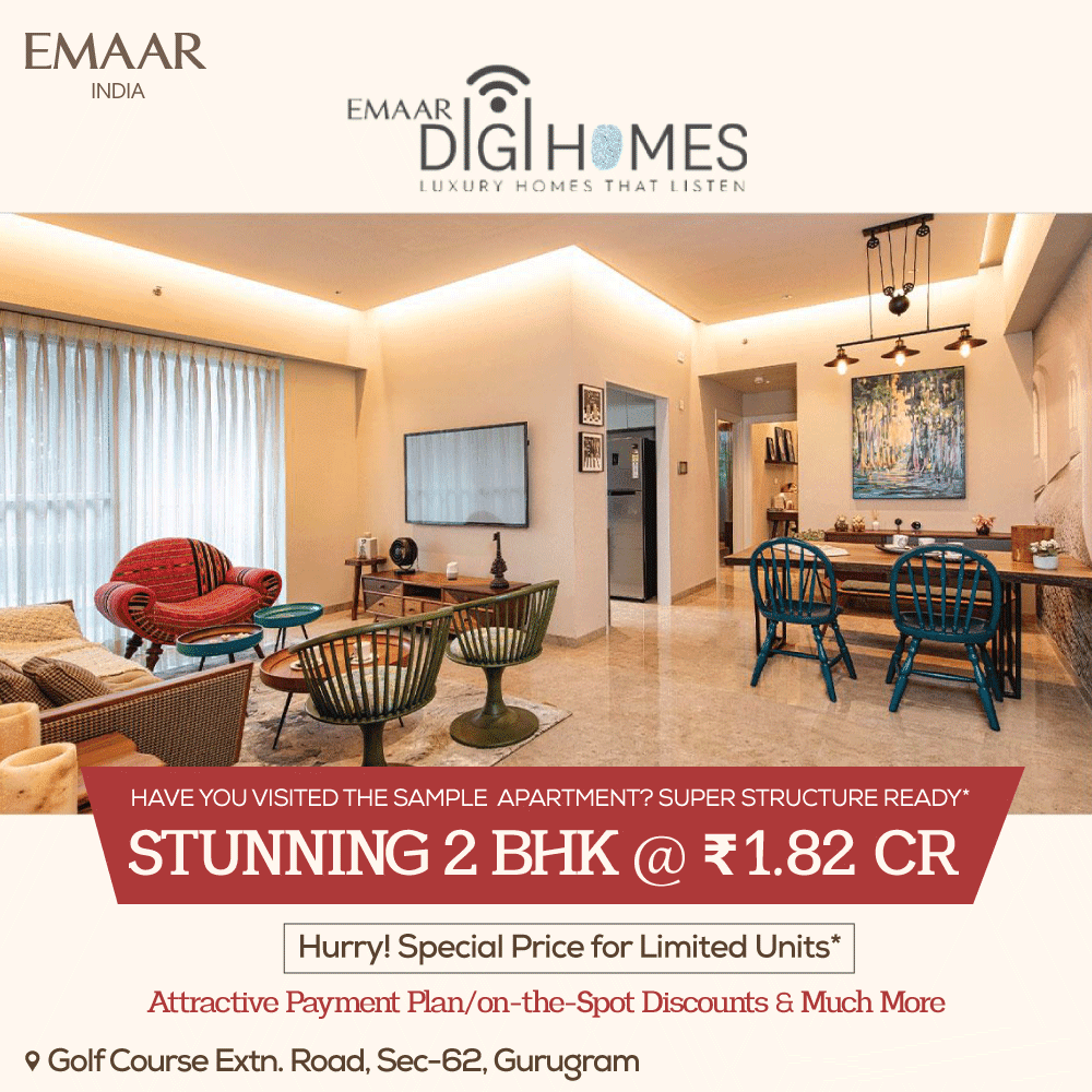 Luxurious 2 BHK smart homes Rs 1.82 Cr. at Emaar Digi Homes in Sector 62, Gurgaon