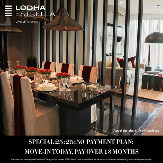 Special 25:25:50 payment plan: move-in today, pay over 18 months at Lodha Estrella, Mumbai