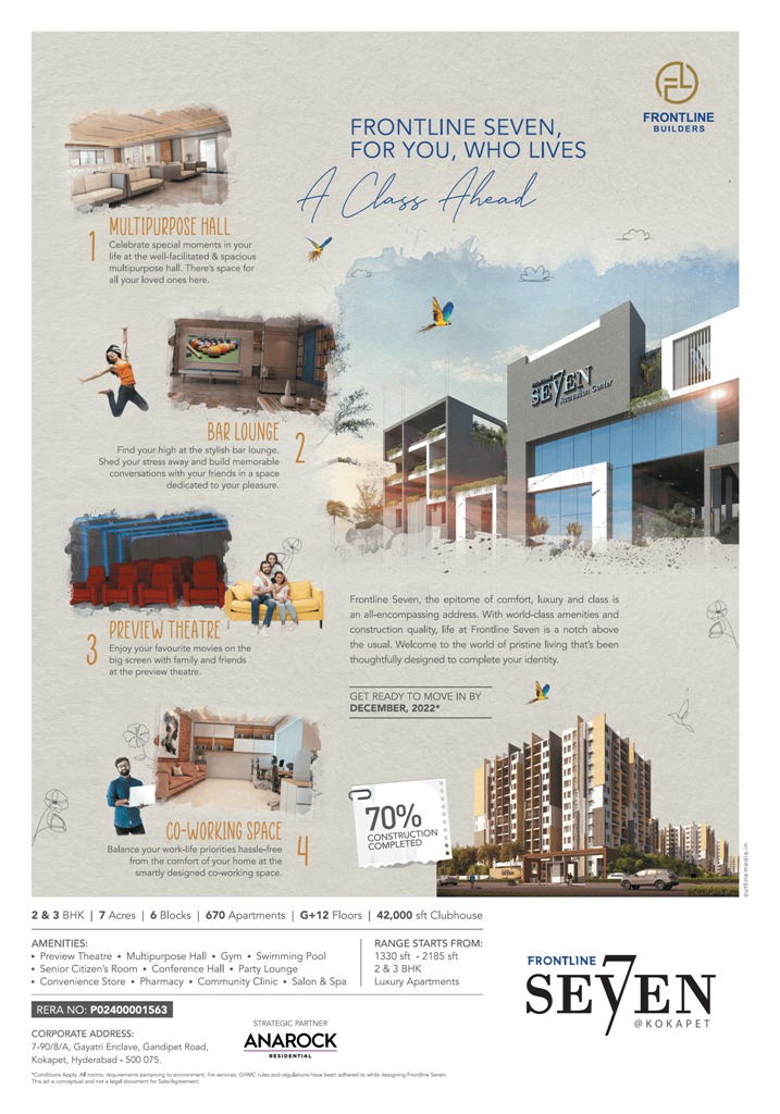 Get ready to move in by December, 2022 at Frontline Seven in Kokapet, Hyderabad