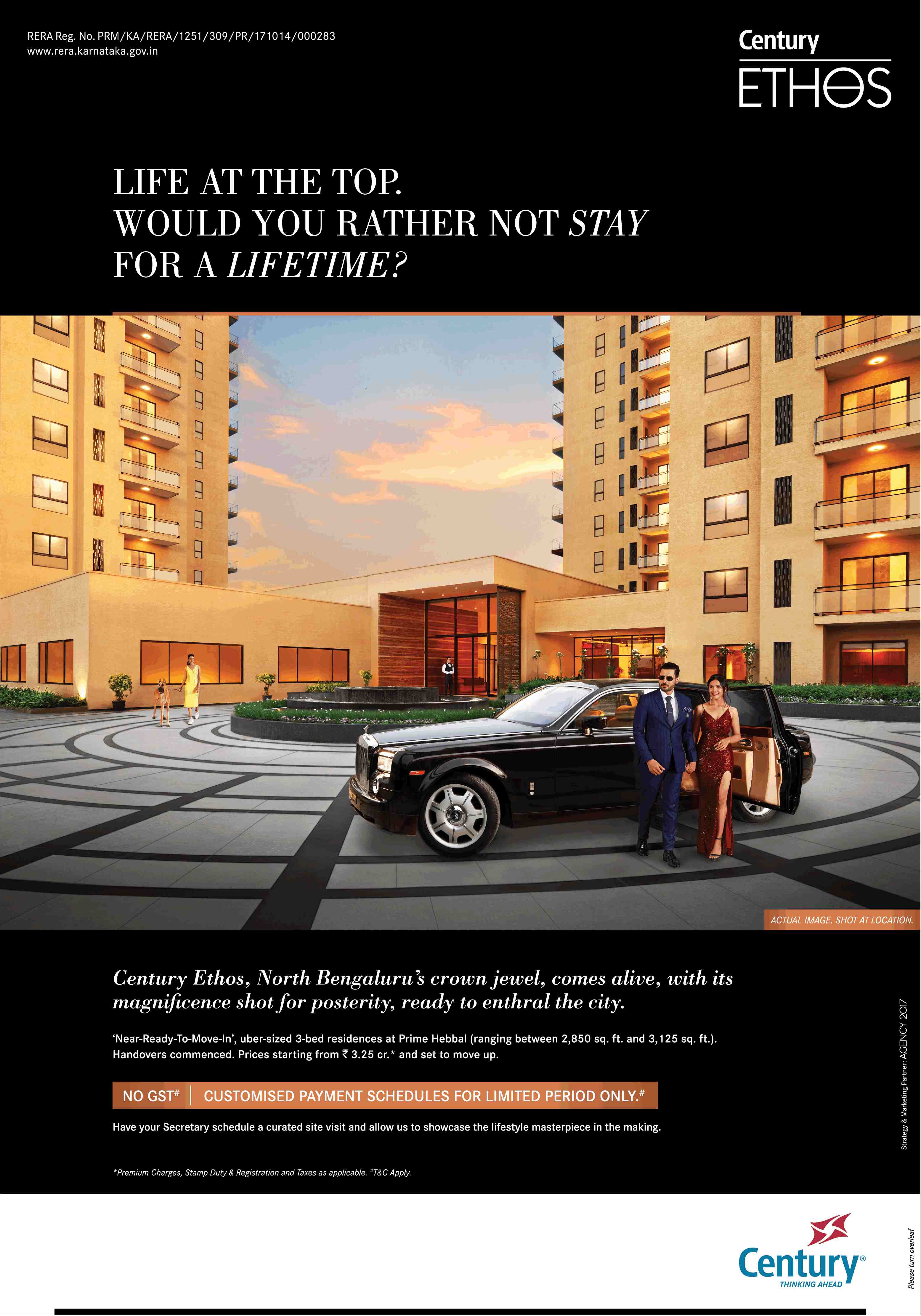 Near-ready-to-move-in, no GST at Century Ethos in Hebbal, Bangalore