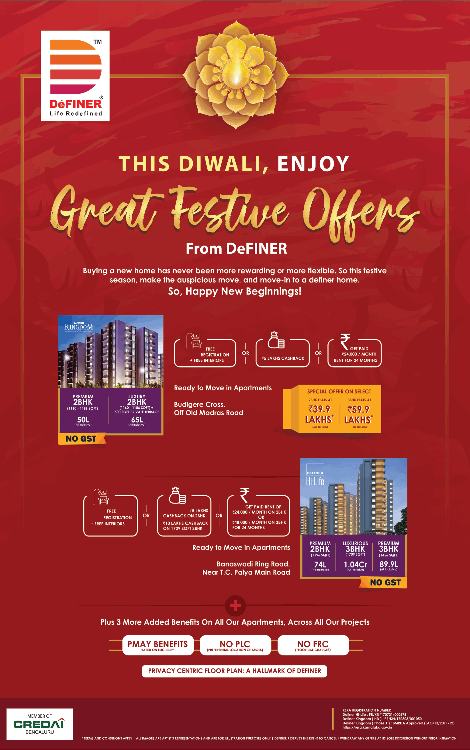 This Diwali, enjoy great festive offers at Definer Ventures, Bangalore Update