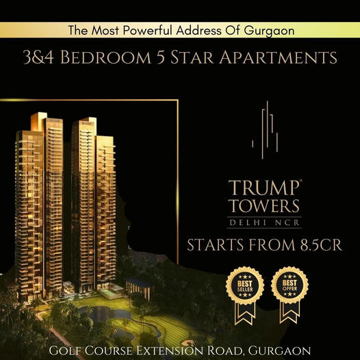 Book 3 and 4 BHK Bedroom 5 star apartments at Trump Towers, Gurgaon