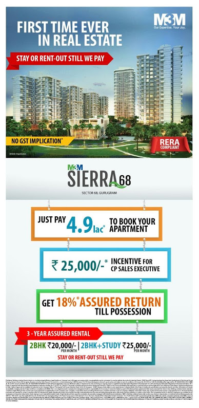 Live in M3M Sierra and get 3 years assured rental in Gurgaon