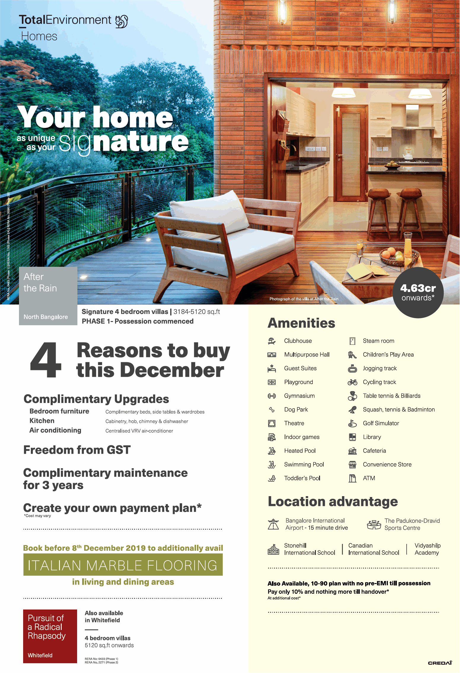 Pay only 10% and nothing more till handover at Total Environment Pursuit Of A Radical Rhapsody, Bangalore Update