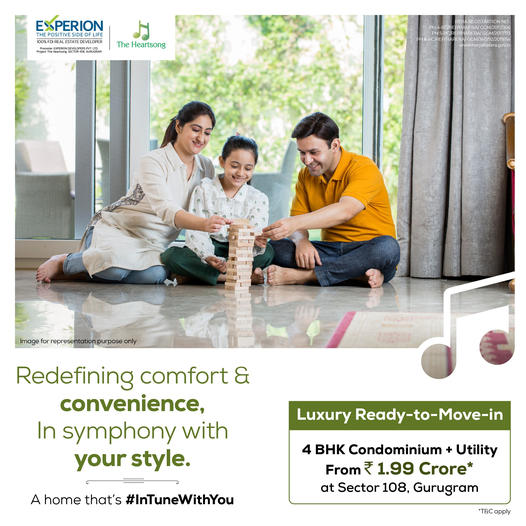 Luxury ready to move in 4 BHK condominium Rs 1.99 Cr at Experion The Heartsong, Gurgaon