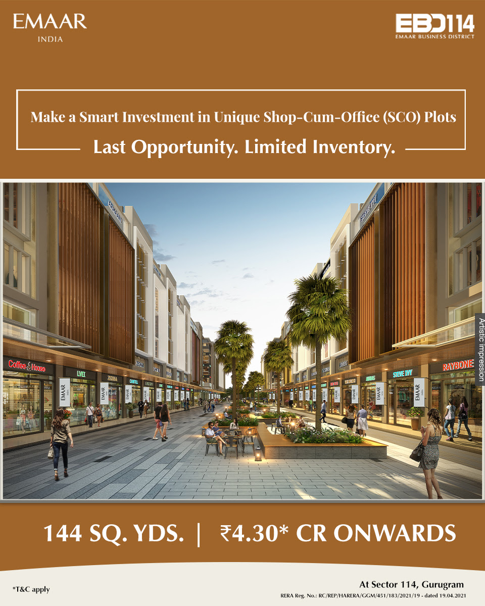 Make a smart investment in unique Shop-Cum-Office (SCO) Plots at Emaar EBD 114, Gurgaon
