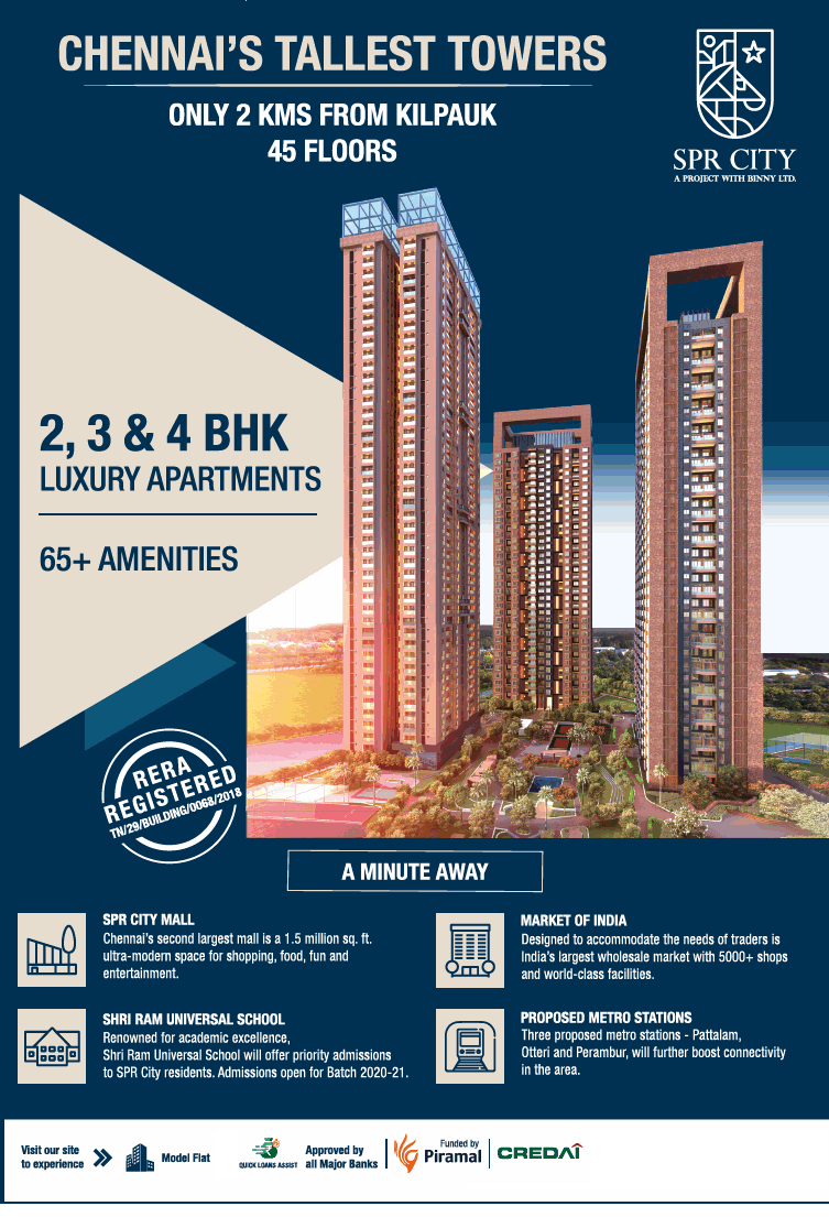 Book 2, 3 and 4 BHK starting at Rs 90 Lakhs at SPR City Highliving District, Chennai