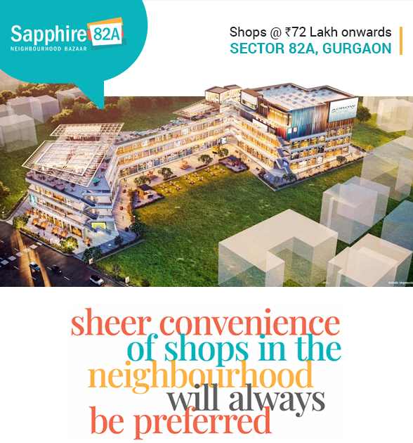 Get 10% rental return on investing in shops starting from Rs. 72 Lac at Ameya Sapphire 82A, Gurgaon