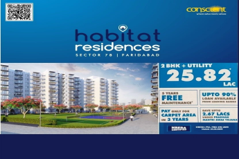 Book 2 BHK+ utility Rs 25.82 at Conscient Habitat 78, Faridabad