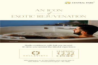 Central Park Bellavista presenting Studio residences with balcony jacuzzi. It's time you unwind the blissful experience in Gurgaon