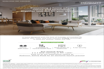 Pre - launch price 2 and 3 BHK starting Rs 71 Lac at Godrej Nature Plus in Sohna, Gurgaon