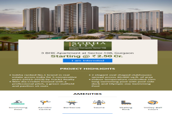 Book 3 BHK apartments Rs 2.50 Cr onwards at Sobha City in Sector 108, Gurgaon