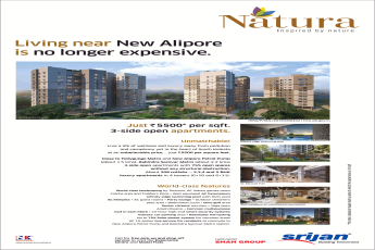 Just Rs 5500 per sq ft 3-side open apartments at Srijan Natura, Kolkata