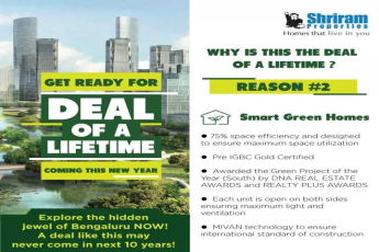 Smart green homes is the second reason to buy Shriram homes during deal of a lifetime coming this new year