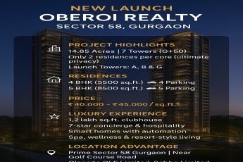 Discover Luxury Living with Oberoi Realty in Sector 58, Gurgaon || New Launch: Oberoi Realty's Premium Residences || Explore Exquisite Homes by Oberoi Realty, Gurgaon