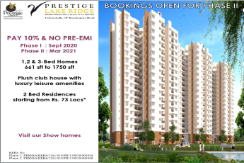 Pay 10% & No Pre EMI at Prestige Lake Ridge in Bangalore