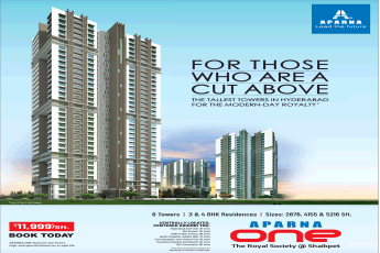 Book 3 and 4 BHK residences at Aparna One, Hyderabad