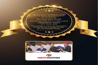 Shri Sunil Kant Munjal of Hero Enterprise awarded Udyog Rattan Award 2018
