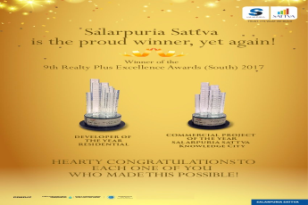 Salarpuria Sattva won the 9th Realty Plus Excellence Award (South) 2017