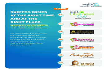 AIPL with it's seven sterling projects emerged one of the most prominent player in the Micro market, Gurgaon