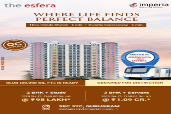 Imperia The Esfera Presenting 2 & 3 BHK Starting at Rs. 95 Lac onwards in Sector 37C, Gurgaon