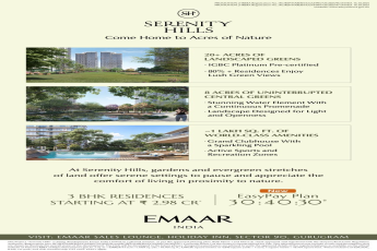 Discover Luxury Living at Emaar Serenity Hills, Gurugram, 3 BHK Starting at ₹2.98 Cr