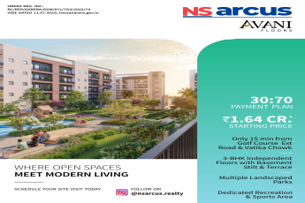 Explore 3-BHK Independent Floors with NS Arcus Avani Floors || Avani Floors: 30:70 Payment Plan Now Available || Modern Living with NS Arcus Avani Floors