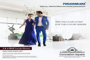 Book 3 & 4 BHK lavish homes only few units left at Purva Coronation Square in Bangalore