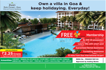 4 BHK villa priced Rs 2.25 Cr at Zuari Rain Forest, Goa