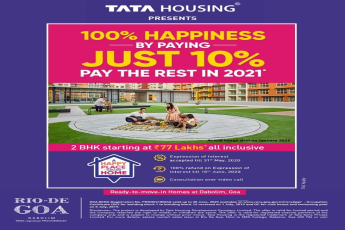 Pay just 10% now and the rest in 2021 at Tata Rio De Goa in Dabolim, Goa