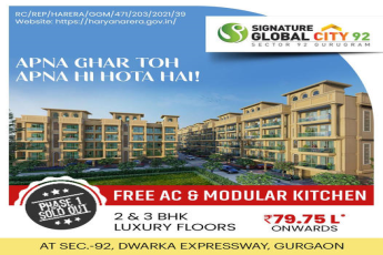Ultra-Spacious 2 & 3 BHK luxury floors Rs. 79.75 Lac onwards at Signature Global City 92, Dwarka Expressway, Gurgaon