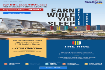 Pay 50% earn 100% rent get 3 years rent in advance at Satya The Hive, Gurgaon