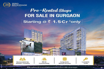 Zero Brokerage: Invest in Pre-Rented Shops in Gurgaon Starting at INR 1.5 Crore