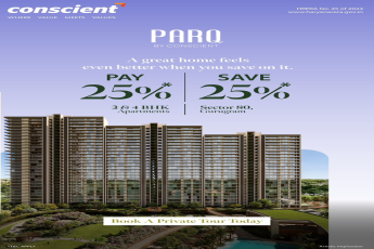 Save 25% Now at PARQ by Conscient || Exclusive Offer: Pay Only 25% || Book Your Dream Home in Sector 80, Gurugram