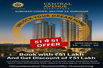 Central Avenue Apartments: Unlock Your Dream Home, Subhash Chowk Sector 33 Gurugram, Offer Valid Till 15 June 25, Book with ₹51 Lakh