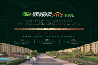 Book 2 and 3 BHK low rise luxury floors Rs 1.27 Cr onwards at Signature Global City 63A, Gurgaon