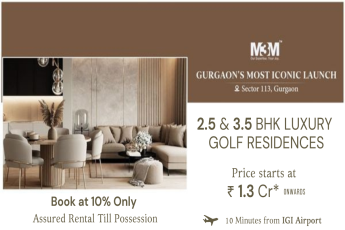 Book 10% only assured rental till possession at M3M Capital in Sector 113, Gurgaon