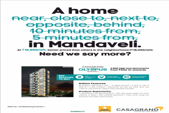 Reside in high end luxury homes at Casagrand Olympus in Chennai