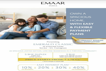 Easy payment plan 10% on booking: 20%: 30%: and 40% on possession at Emaar Emerald Classic in Gurgaon