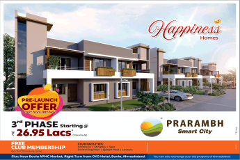 Pre launch offer 3rd phase starting Rs 26.95 Lacs at Prarambh Smart City, Ahmedabad