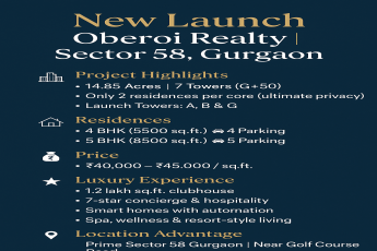 Discover Luxury at Oberoi Realty, Sector 58 || New Launch: Oberoi Realty in Gurgaon! || Explore Premier Living in Sector 58 with Oberoi Realty