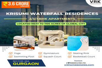 Krisumi Waterfall Residences: Serene Living in Sector-36A, Gurgaon, Starting at INR 3.6 Crore