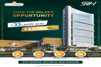 Grab the golden opportunity pay Rs  83 Lac and get Rs 40000 par month at SVH 83 Metro Street, Gurgaon