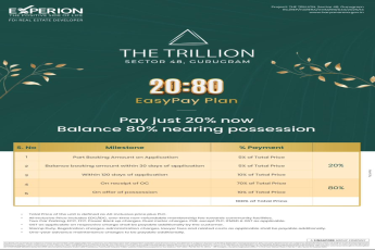 Secure Your Dream Home with Experion's 20:80 Plan || Just Pay 20% Now at The Trillion, Gurugram || Unlock Premium Inventory with Minimal Investment