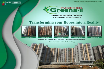 Construction in full swing at Panchsheel Greens 2 in Sector 16, Greater Noida