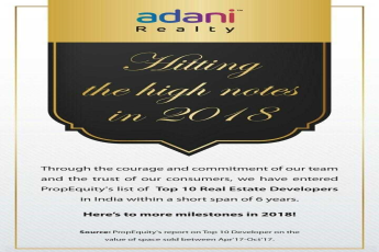 Adani Realty listed in ProEquity's top 10 Real Estate Developers in India