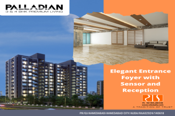 Elegant entrance foyer with sensor and reception at R Sheladia Palladian, Ahmedabad