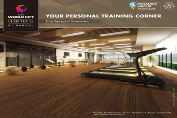 Fully equipped gymnasium at Paradise Sai World City in Panvel, Navi Mumbai