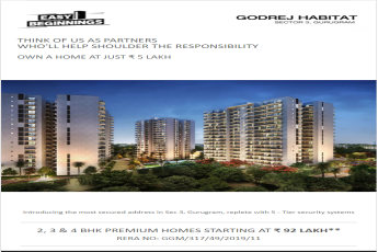 Own a home at just Rs. 5 lakhs at Godrej Habitat in Gurgaon